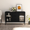 Komoda crna 105 x 35 x 70 cm od čelika i kaljenog stakla