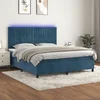 Vidaxl Box spring postelja z vzmetnico LED temno modra 160x200cm žamet