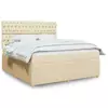 vidaXL Box spring postelja z vzmetnico krem 180x200 cm blago