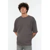 Trendyol Anthracite Basic 100% Cotton Oversize/Wide-Fit Short Sleeve T-Shirt