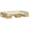 Set vanjskih sofa s jastukom 10 pcs Bijela i krem Poliester