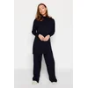 Trendyol Dark Navy Blue Slit Wide Leg Knitwear Two Piece Set