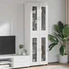 Vidaxl Visok predalnik s polico Visok sijaj bela 60 x 35 x 182 cm