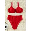 Trendyol Curve Red Velvet Leopard Print High Waist Plus Size Lingerie Sets