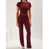 Trendyol Milla ženski set Crop Top i Knitted Bottom Twoss25Au00047, burgundac