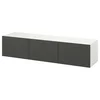 BESTA TV stalaža s vratima, bela/Lappviken tamnosiva, 180x42x38 cm
