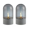 Brilliant - SET 2x LED sveće ILLUSION LED/2xAA IP44 siva/dimljeno-crna