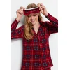 Trendyol Red Soft Feel Premium Plaid Sleep Band Knitted Pajamas Set