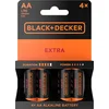 Black Plus Decker Extra Alkaline 4 AA Batterie