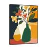 Canvas Slika na platnu Zelena vaza sa cvećem 45x60cm, Sa ramom, Crni