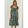 Bianco Lucci Womens Square Collar 3 Layer Ayrobin Dress