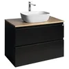 ALTAIR Vanity Unit z desko 87,5 cm, črna mat/hrast emporio - Črna - 87,5x61,8x45,7 cm - Aqualine - ALTAIR II - 24 - MDF/laminat - 875 - 618 - 457 - 14