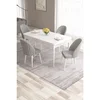 Hanah Home trpezarijski set Roz, sto na razvlačenje i 4 stolice, bela ploča, siva tkanina Babyface