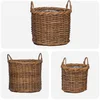 vidaXL Cvečni koš s shranjevanjem 3 pcs Rjava Kubu rattan