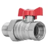 Invena Krogelni vodni ventil z 1/2” notranjim/zunanjim navojem, rdeča ročica metulja
