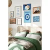 WallXpert set od 8 uramljenih slika Çgs-027, plavi i narandžasti mediteranski motivi – Mykonos oko, talasi, apstraktni oblici i citat, crni ram