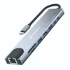 Hub postaja Techsuit NetBridge 8v1 (H2) USB-C - 2x USB-C, 2x USB-A, HDMI, RJ45, TF/SD, 4K pri 30Hz, PD87W - gray