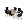 HANAH HOME Rasklopivi trpezarijski sto i stolice (7 delova) Esla Anthracite Gold Black