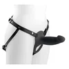 Hollow Straps – Vibrirajoči silikonski strap-on z režo H4 - Črna
