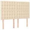 vidaXL Vzglavje postelje kremne barve 144x5x118/128 cm blago