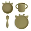 Nuuroo Silikonski set za jelo Lykke Žirafa Olive Green