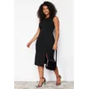 Trendyol Curve Black Slit Detailed Midi Knitted Dress