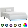 Okvir za krevet od umjetne kože s LED svjetlom bijeli 90x200 cm
