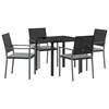 Vrtni set za objed 5 pcs Crna i svijetlo siva PE ratan