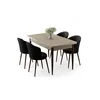 HANAH HOME Rasklopivi trpezarijski sto i stolice (5 delova) Asfel Travertine Black
