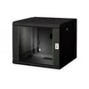 Omrežna omara Unique 19 9U rack 600x600, steklena vrata, črna, razdeljena, sestavljena, 100kg dvojno razdeljena, vrtljiva, 509x600x600 mm,