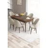 Hanah Home Set Trpezarijski sto i 6 stolica Roz, Krem-braon