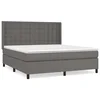 Vidaxl Box spring postelja z vzmetnico siv 160x200 cm umetno usnje