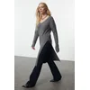 Trendyol Anthracite Slit Detailed Tunic Length Soft Texture Knitwear Sweater