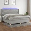 Krevet box spring s madracem LED svjetlosivi 200x200 cm tkanina