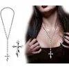 shumee Gotska srebrna ogrlica s križem, vampirska čarovnica, noč čarovnic