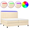 Vidaxl Box spring postelja z vzmetnico LED krem 200x200 cm blago