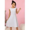 311-20 LILA Pleated dress with short sleeves and belt - gray