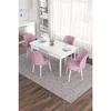Hanah Home trpezarijski set Eva, sto na razvlačenje i 4 stolice, bela ploča, roze tkanina Babyface