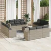 13-dijelni set vrtnih sofa poliratan s jastucima svijetlosivi