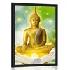 Plakat zlati Buda na lotosovem cvetu - 20x30 black