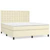 Vidaxl Box spring postelja z vzmetnico krem 180x200 cm umetno usnje
