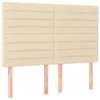 Vidaxl Vzglavje postelje kremne barve 144x5x118/128 cm blago