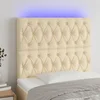 shumee vidaXL LED posteljno vzglavje krem 90x7x118/128 cm blago