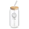 Čaša-tegla Happy 500ml sa bambus poklopcem i slamčicom Zeller