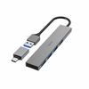 HAMA Vozlišče – Hub 00200141, 4 vrata, USB 3.2 Gen, 5 Gbit/s, z adapterjem USB-C, ultra tanko