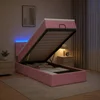 vidaXL Otomanska postelja z vzmetnico in LED Roza 100 x 200 cm Žamet