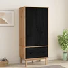 vidaXL Garderobna omara OTTA Črna 76,5 x 53 x 172 cm Trdna borovina