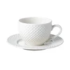 Garn. šolja za kafu Embossed Diamond 240ml 6/1 sa tanjirićima bela