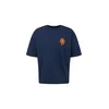 Trendyol Navy Blue Oversize/Wide Cut Geometric Printed 100% Cotton T-Shirt