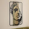 WallXpert zidni ukras od drveta i metala Imperium, lice antičke skulpture u pravougaonom ramu, 32,5 x 56 cm, zeleno drvo / crni